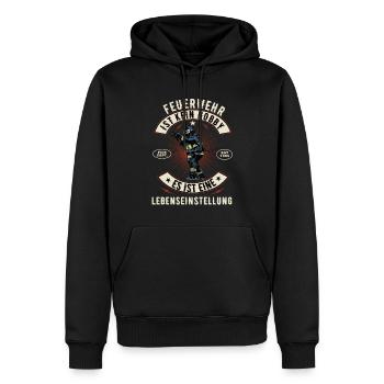 Feuerwehr Feuerwehrmann Freiwillige Feuerwehr 112 - Männer Premium Bio Hoodie - Schwarz - Vorne - Nico (187cm)