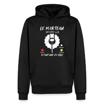 Marteau m'appelle Cadeau Musculation Fitness Sport - Sweat à capuche Premium bio Homme - noir - Devant - Nico (187cm)