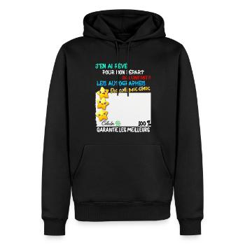 Humour Départ Collègue Signatures Collector - Sweat à capuche Premium bio Homme - noir - Devant - Nico (187cm)