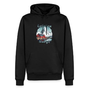 Lofoten Norvège Paradis naturel - Sweat à capuche Premium bio Homme - noir - Devant - Nico (187cm)