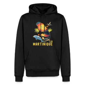 Martinique Dauphin Tropical Et Tortue Marine - Sweat à capuche Premium bio Homme - noir - Devant - Nico (187cm)