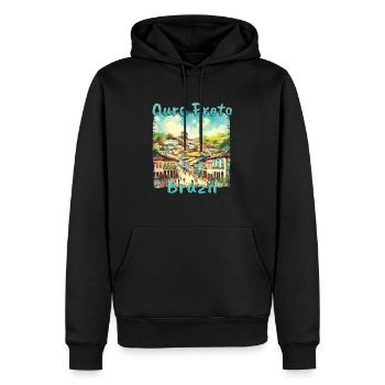 Ouro Preto Brésil - Architecture coloniale à - Sweat à capuche Premium bio Homme - noir - Devant - Nico (187cm)
