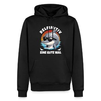 Delfin Delphin Meer Strand Urlaub Spruch Wortspiel - Männer Premium Bio Hoodie - Schwarz - Vorne - Nico (187cm)