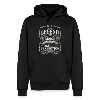 Né en 2006 Légende vivante depuis 2006 - Sweat à capuche Premium bio Homme - noir - Devant - Nico (187cm)