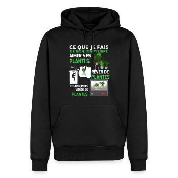 Plante Verte Fleur Jardin Intérieur - Sweat à capuche Premium bio Homme - noir - Devant - Nico (187cm)