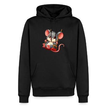 mignon souris rat berçant dessin animé aire de jeux - Sweat à capuche Premium bio Homme - noir - Devant - Nico (187cm)