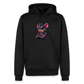Coole Maus Ratte 50er 60er Lederjacke Sonnenbrille - Männer Premium Bio Hoodie - Schwarz - Vorne - Nico (187cm)