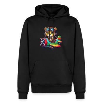 Lion Pilot Hélice Avion Licence de vol Avion - Sweat à capuche Premium bio Homme - noir - Devant - Nico (187cm)