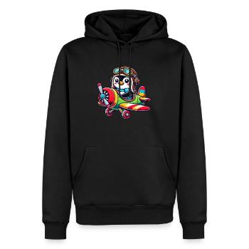 Penguin Pilote Licence de vol Avion Hélice Machin - Sweat à capuche Premium bio Homme - noir - Devant - Nico (187cm)