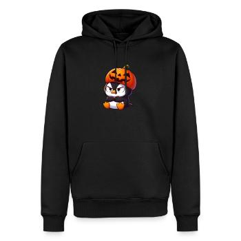 Halloween Pingouin Citrouille Sorcière Chapeau Sorcière Dessin animé mignon - Sweat à capuche Premium bio Homme - noir - Devant - Nico (187cm)