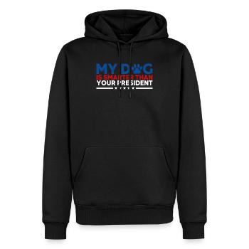 Mein Hund ist schlauer als dein Präsident - Männer Premium Bio Hoodie - Schwarz - Vorne - Nico (187cm)