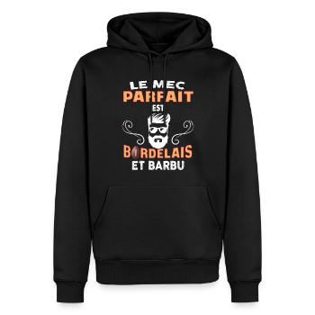 Mac Bordelais Et Parfait - Sweat à capuche Premium bio Homme - noir - Devant - Nico (187cm)