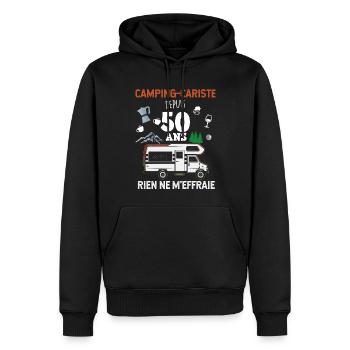 camping cariste je suis retraité - Sweat à capuche Premium bio Homme - noir - Devant - Nico (187cm)
