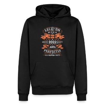 Les Légendes Sont Nées En Janvier 2022 Cadeau - Sweat à capuche Premium bio Homme - noir - Devant - Nico (187cm)
