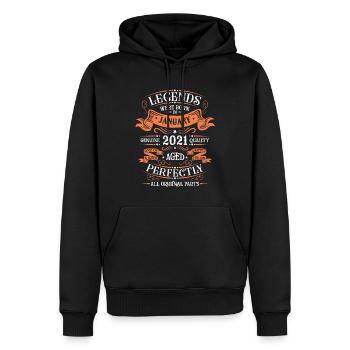 Les Légendes Sont Nées En Janvier 2021 Cadeau - Sweat à capuche Premium bio Homme - noir - Devant - Nico (187cm)