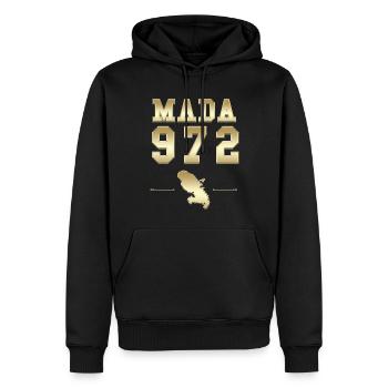 Martinique Mada 972 Or Martiniquais Antilles - Sweat à capuche Premium bio Homme - noir - Devant - Nico (187cm)