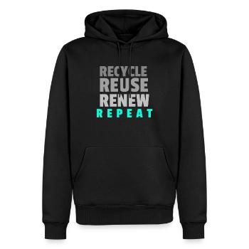 Recycle Reuse Renew Repeat - Men’s Premium Organic Hoodie - black - Front - Nico (187cm)
