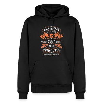 1957 Juni Limited Edition 66. Geburtstag Outfit - Männer Premium Bio Hoodie - Schwarz - Vorne - Nico (187cm)