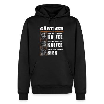 Mon quotidien de jardinier - Sweat à capuche Premium bio Homme - noir - Devant - Nico (187cm)