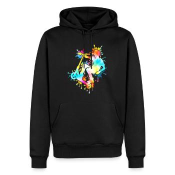 Tie Dye Rider Teenager Roller - Männer Premium Bio Hoodie - Schwarz - Vorne - Nico (187cm)