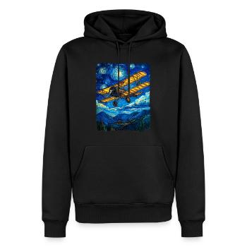 Aviation Pilote Vintage Avion - Sweat à capuche Premium bio Homme - noir - Devant - Nico (187cm)