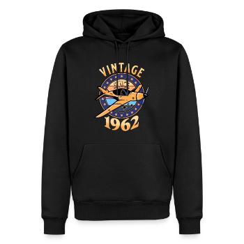 Avion Vintage 1962 60 Ans Anniversaire - Sweat à capuche Premium bio Homme - noir - Devant - Nico (187cm)