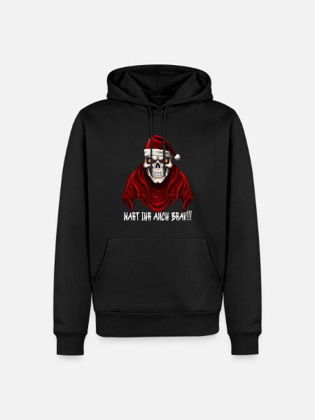 Weihnachtsmann Totenkopf - Männer Premium Bio Hoodie - Schwarz