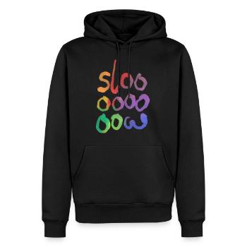 Slooow - Men’s Premium Organic Hoodie - black - Front - Nico (187cm)