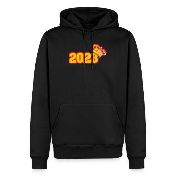 2023 - Männer Premium Bio Hoodie - Schwarz - Vorne - Nico (187cm)
