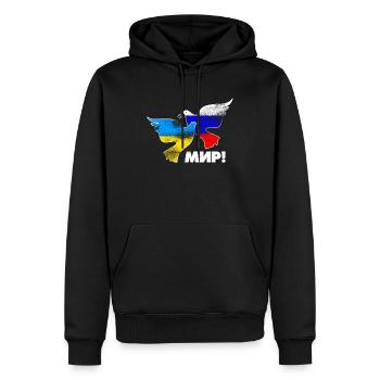 Peace - Ukraine Russland Frieden Friedenstauben - Männer Premium Bio Hoodie - Schwarz - Vorne - Nico (187cm)