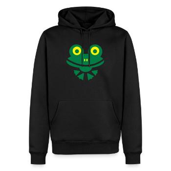 Frog 2 - Männer Premium Bio Hoodie - Schwarz - Vorne - Nico (187cm)
