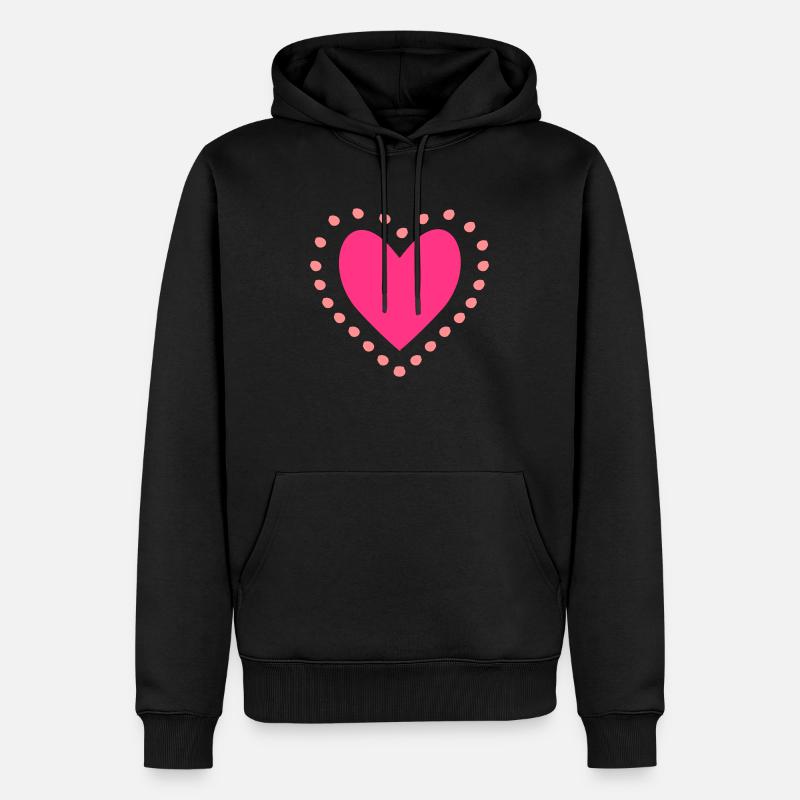 Herz - Männer Premium Bio Hoodie - Schwarz