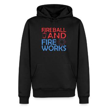Boule de feu et feux d'artifice - Sweat à capuche Premium bio Homme - noir - Devant - Nico (187cm)