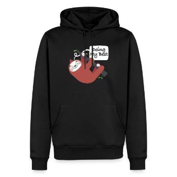 Faul, Faultier, langsam, müde, chillen - Männer Premium Bio Hoodie - Schwarz - Vorne - Nico (187cm)