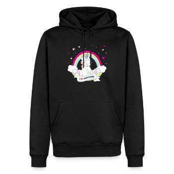 I Love Unicorns - Sweat à capuche Premium bio Homme - noir - Devant - Nico (187cm)