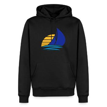 soleil voile logo conception bateau à voile bateau - Sweat à capuche Premium bio Homme - noir - Devant - Nico (187cm)