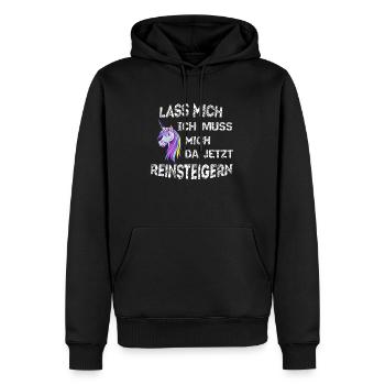 Lass mich! Ich muss da jetzt reinsteigern - Männer Premium Bio Hoodie - Schwarz - Vorne - Nico (187cm)