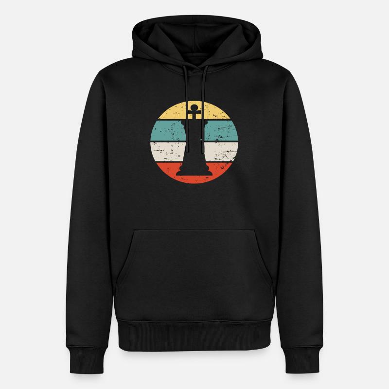 Schach Chess Retro Schachfigur - Männer Premium Bio Hoodie - Schwarz
