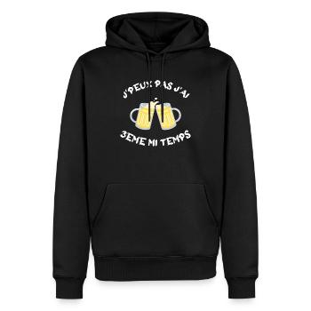J'peux pas j'ai 3ème mi temps cadeau - Sweat à capuche Premium bio Homme - noir - Devant - Nico (187cm)