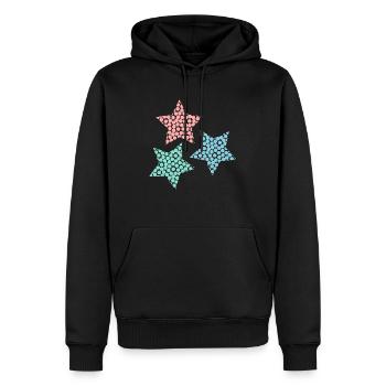 STERN. STERNE. STERN. STERNE. FEST. JAHRESTAG - Männer Premium Bio Hoodie - Schwarz - Vorne - Nico (187cm)