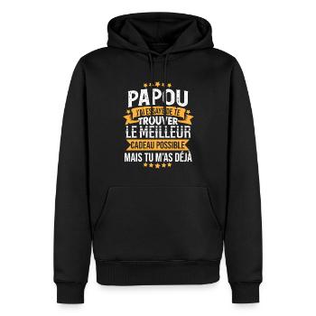 Papou Cadeau Noël Original Meilleur Grand Père - Sweat à capuche Premium bio Homme - noir - Devant - Nico (187cm)