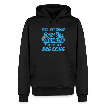 Plus J'approche Le Fond Humour Plongée Sous Marine - Sweat à capuche Premium bio Homme - noir - Devant - Nico (187cm)