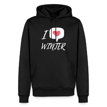 J’adore l’hiver - Sweat à capuche Premium bio Homme - noir - Devant - Nico (187cm)