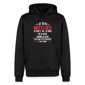 Motard En Couple Idée Cadeau Pour Mon Mari Humour - Sweat à capuche Premium bio Homme - noir - Devant - Nico (187cm)