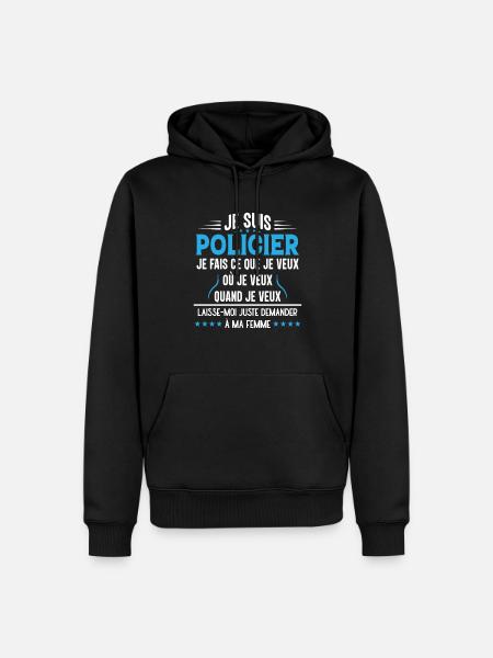 Policier En Couple Idée Cadeau Pour Mon Mari - Sweat à capuche Premium bio Homme - noir