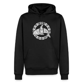 Hai Symbol Maori Muster Neuseeland - Männer Premium Bio Hoodie - Schwarz - Vorne - Nico (187cm)