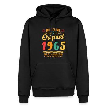 57 ans Millésime 1965 Original Cadeau - Sweat à capuche Premium bio Homme - noir - Devant - Nico (187cm)