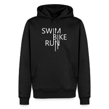 Triathlon Natation Bike Run - Sweat à capuche Premium bio Homme - noir - Devant - Nico (187cm)