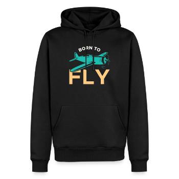 Born to Fly Aviation Pilot - Männer Premium Bio Hoodie - Schwarz - Vorne - Nico (187cm)
