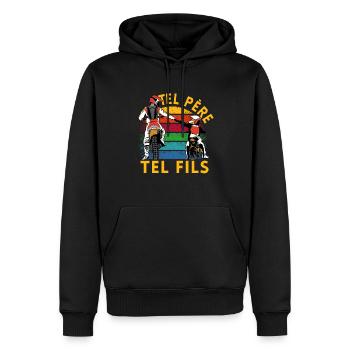 Tel Père Tel Fils Cadeau Motard Humour Motocross - Sweat à capuche Premium bio Homme - noir - Devant - Nico (187cm)